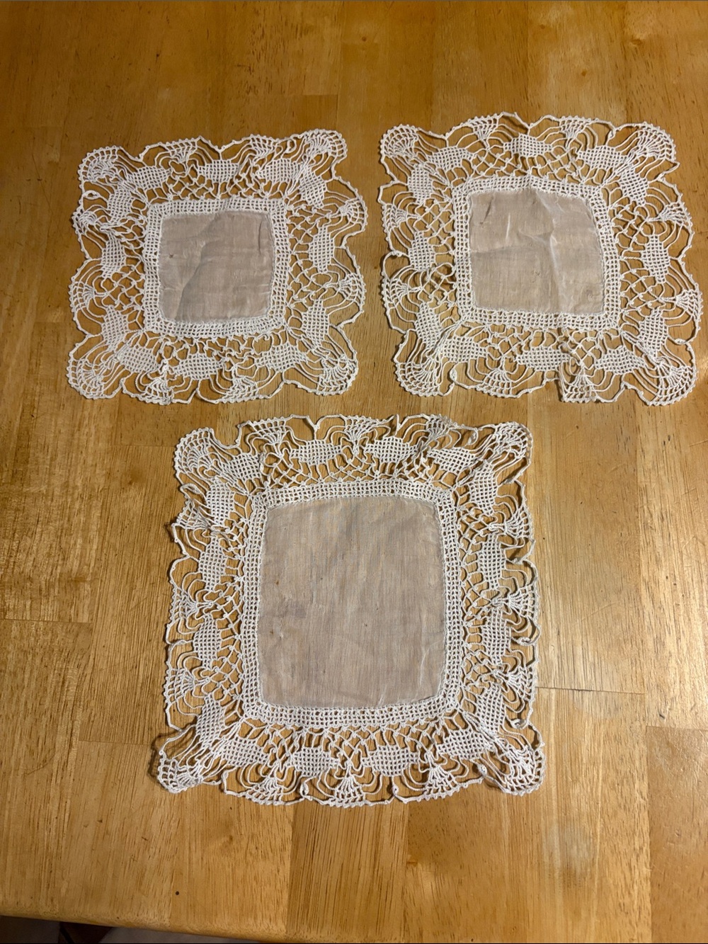Handmade White Crochet Lace Doilies - Set of 3